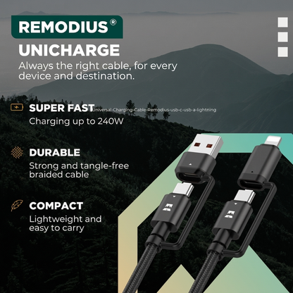 Comnox - UniCharge Oplaadkabel - Alles-in-één oplossing - 4 aansluitingen