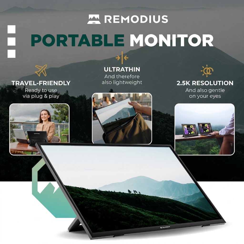 Remodius 13-inch draagbare monitor – 2K IPS