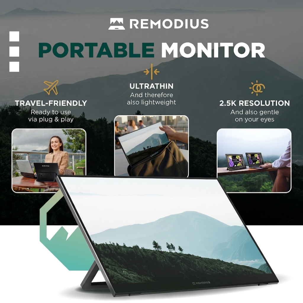 Remodius 16-inch draagbare monitor – 2.5K IPS