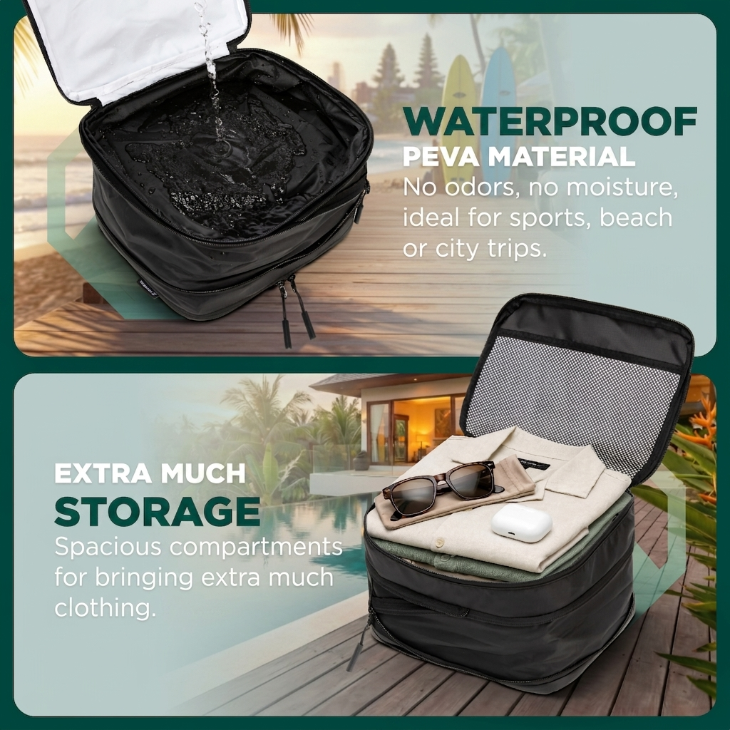 Comnox - Packing Cubes Set van 8 - Georganiseerd reizen met compressie - Zwart Nylon & Mesh