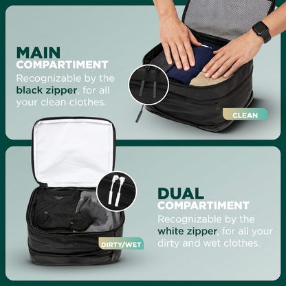 Comnox - Packing Cubes Set van 4 - Slimme reisorganisatie - Zwart met compressie