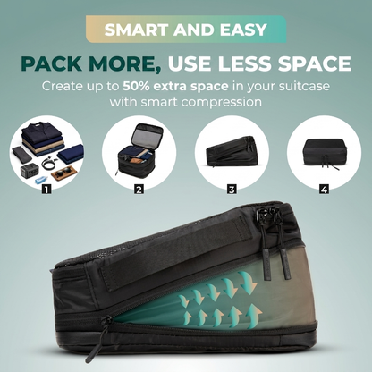 Comnox - Packing Cubes Set van 4 - Slimme reisorganisatie - Zwart met compressie