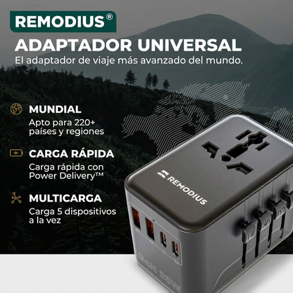 Comnox - Remodius® Wereldstekker - Laad 5 apparaten tegelijk - Universele reisadapter