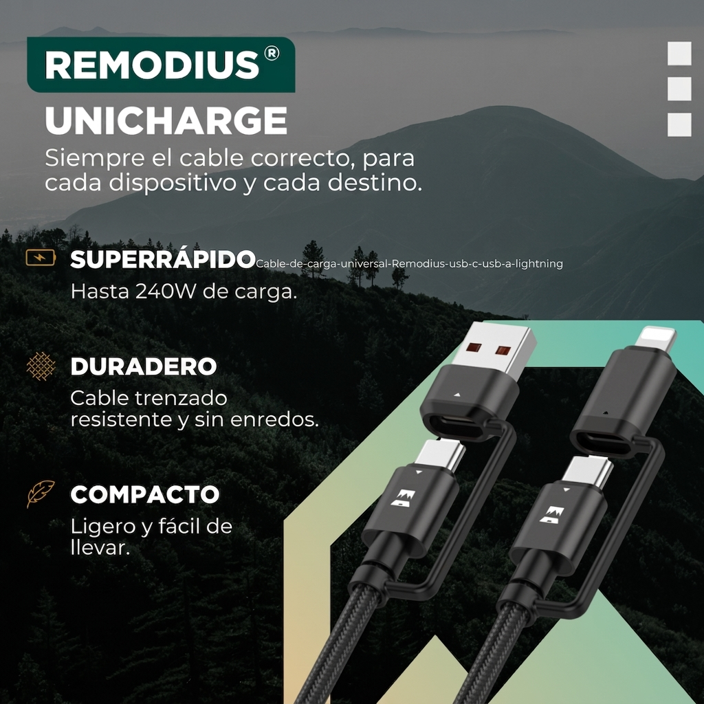 Comnox - UniCharge Oplaadkabel - Alles-in-één oplossing - 4 aansluitingen