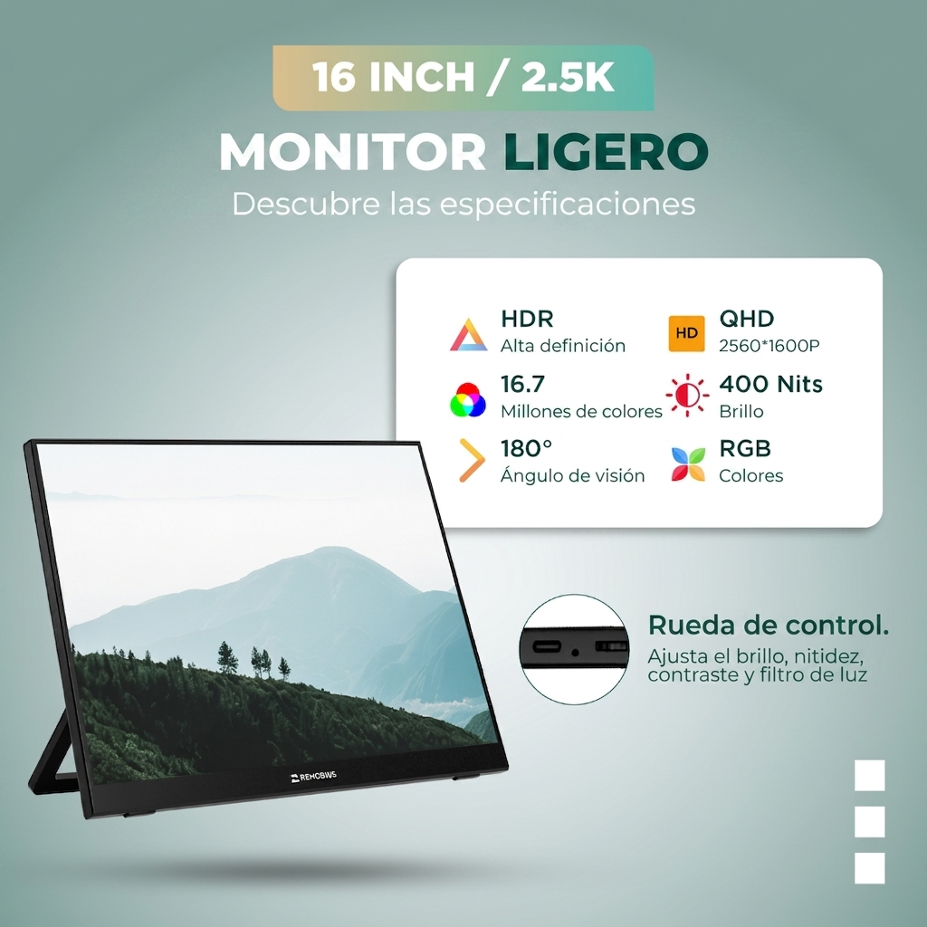 Remodius 16-inch draagbare monitor – 2.5K IPS