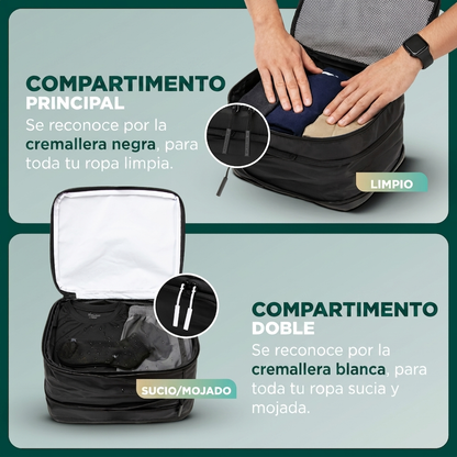 Comnox - Packing Cubes Set van 8 - Georganiseerd reizen met compressie - Zwart Nylon & Mesh