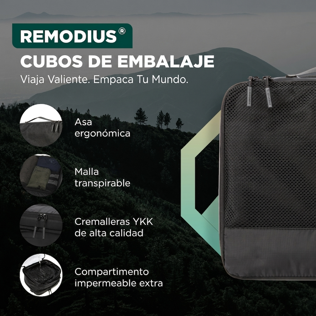 Comnox - Packing Cubes Set van 8 - Georganiseerd reizen met compressie - Zwart Nylon & Mesh