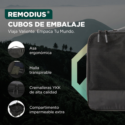Comnox - Packing Cubes Set van 8 - Georganiseerd reizen met compressie - Zwart Nylon & Mesh