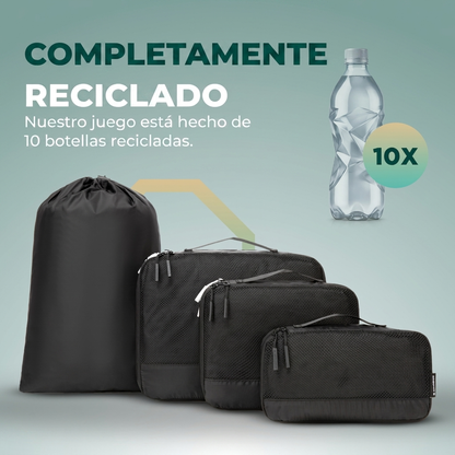 Comnox - Packing Cubes Set van 4 - Slimme reisorganisatie - Zwart met compressie