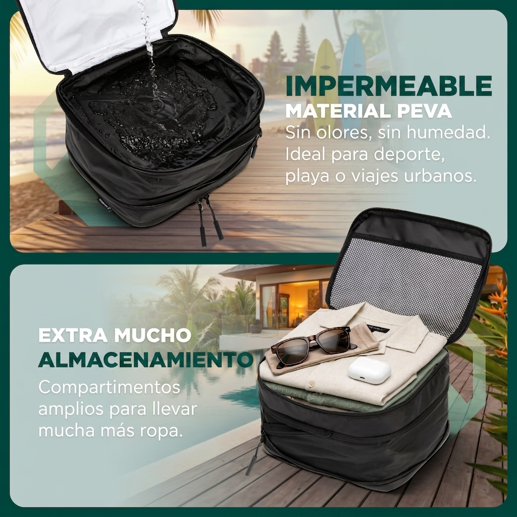 Comnox - Packing Cubes Set van 4 - Slimme reisorganisatie - Zwart met compressie