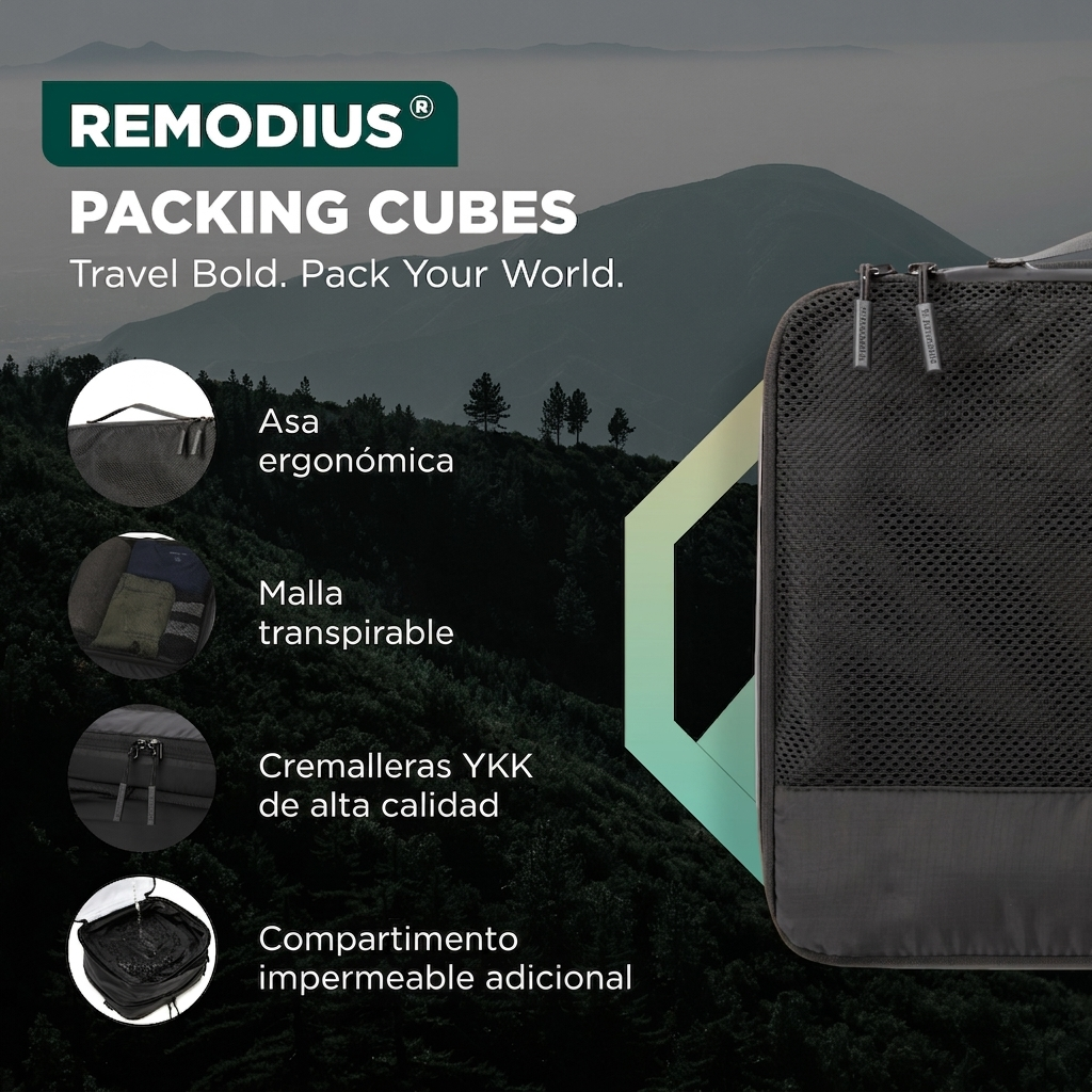 Comnox - Packing Cubes Set van 4 - Slimme reisorganisatie - Zwart met compressie