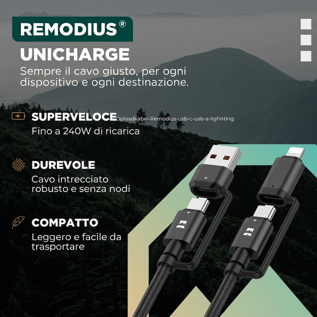 Comnox - UniCharge Oplaadkabel - Alles-in-één oplossing - 4 aansluitingen