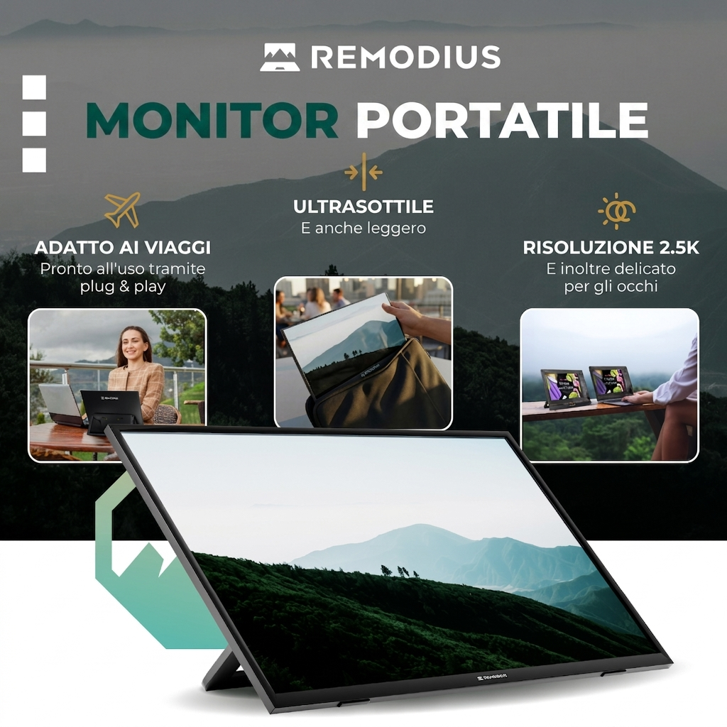 Remodius 13-inch draagbare monitor – 2K IPS