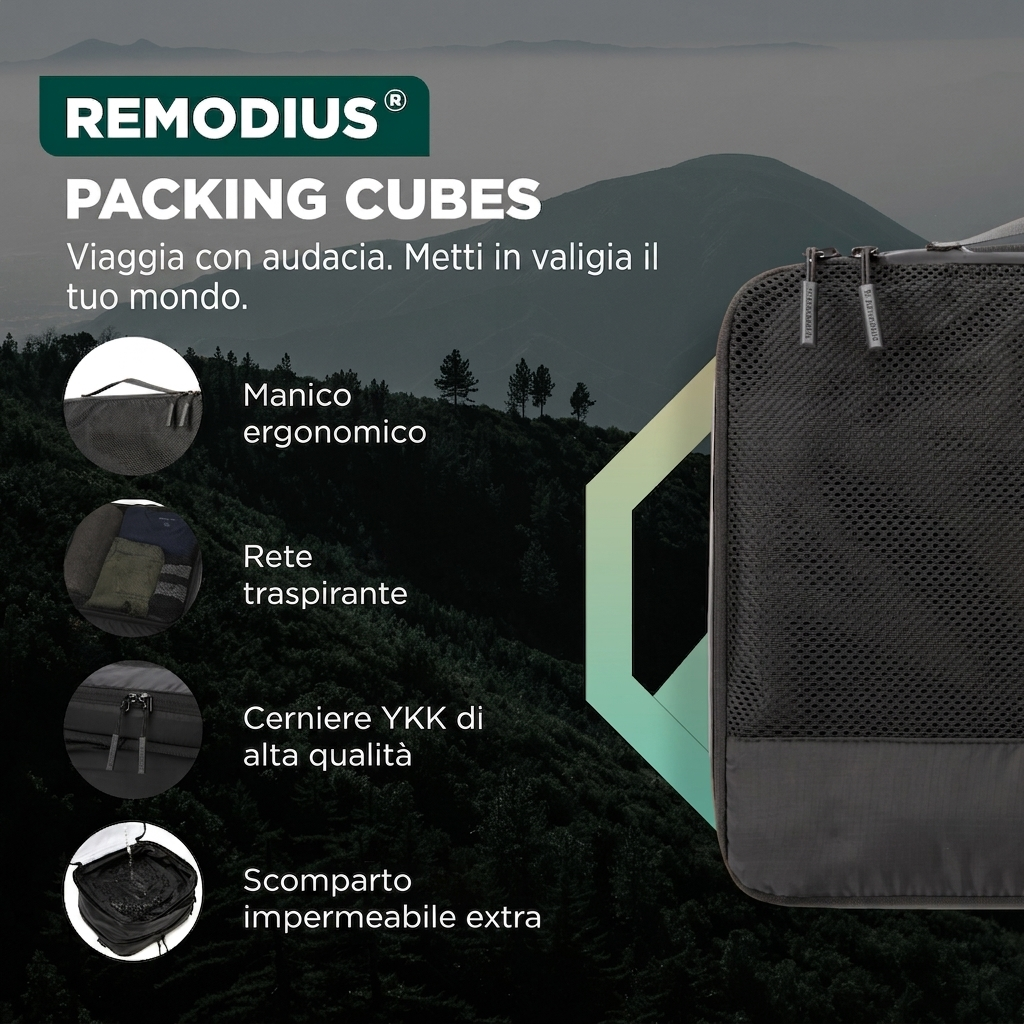 Comnox - Packing Cubes Set van 8 - Georganiseerd reizen met compressie - Zwart Nylon & Mesh