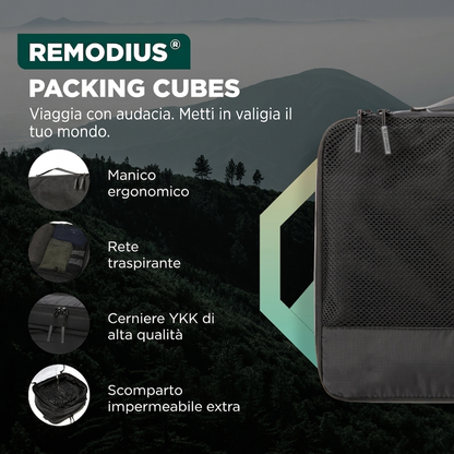 Comnox - Packing Cubes Set van 8 - Georganiseerd reizen met compressie - Zwart Nylon & Mesh