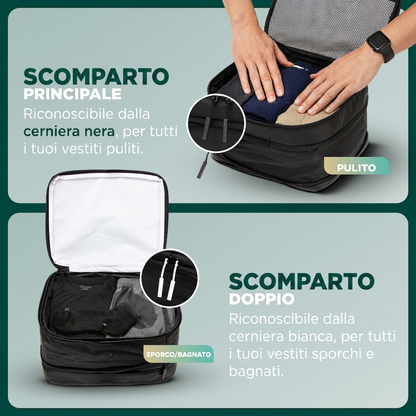 Comnox - Packing Cubes Set van 8 - Georganiseerd reizen met compressie - Zwart Nylon & Mesh