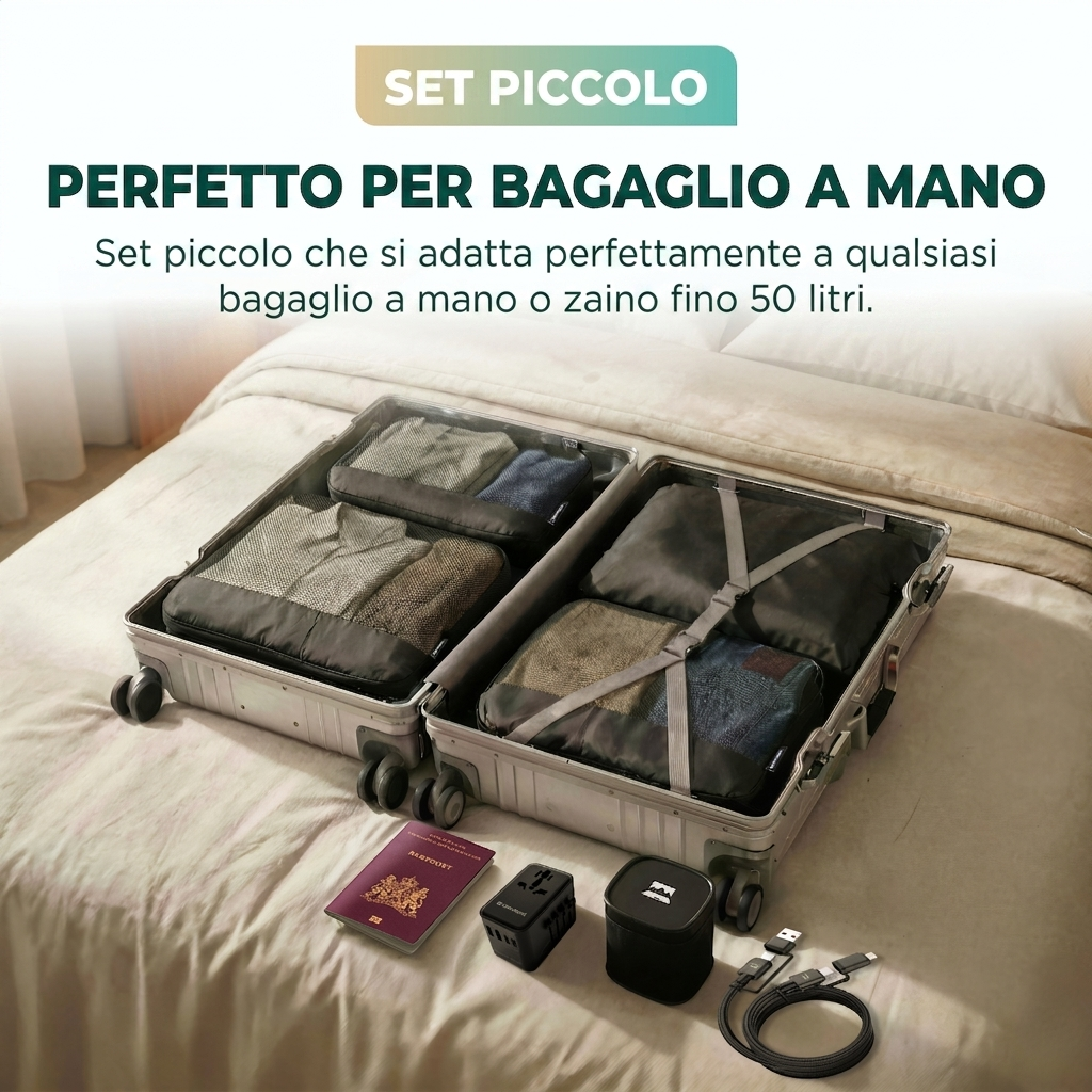 Comnox - Packing Cubes Set van 4 - Slimme reisorganisatie - Zwart met compressie