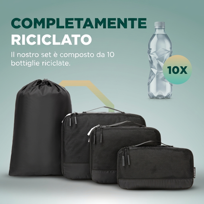 Comnox - Packing Cubes Set van 4 - Slimme reisorganisatie - Zwart met compressie