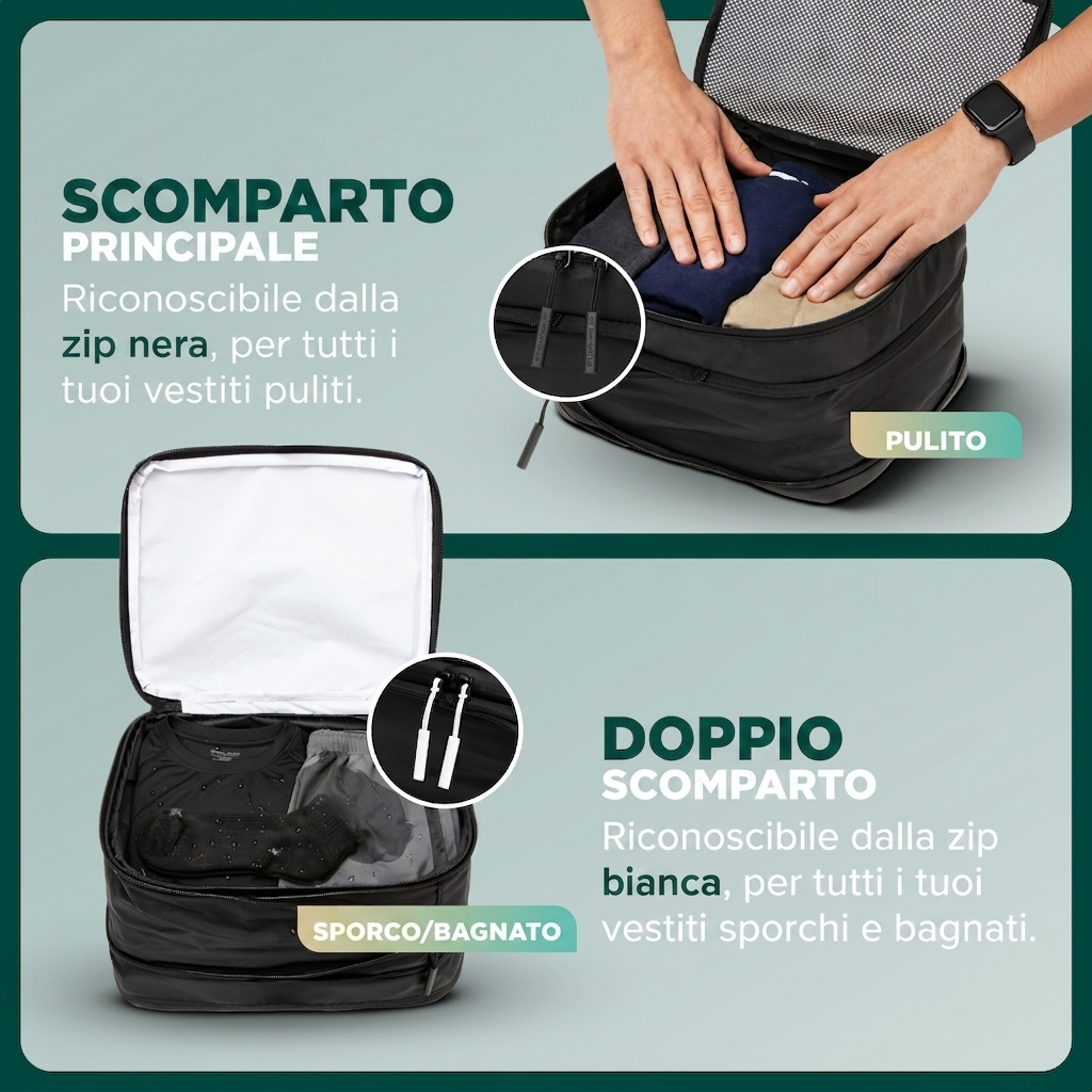 Comnox - Packing Cubes Set van 4 - Slimme reisorganisatie - Zwart met compressie