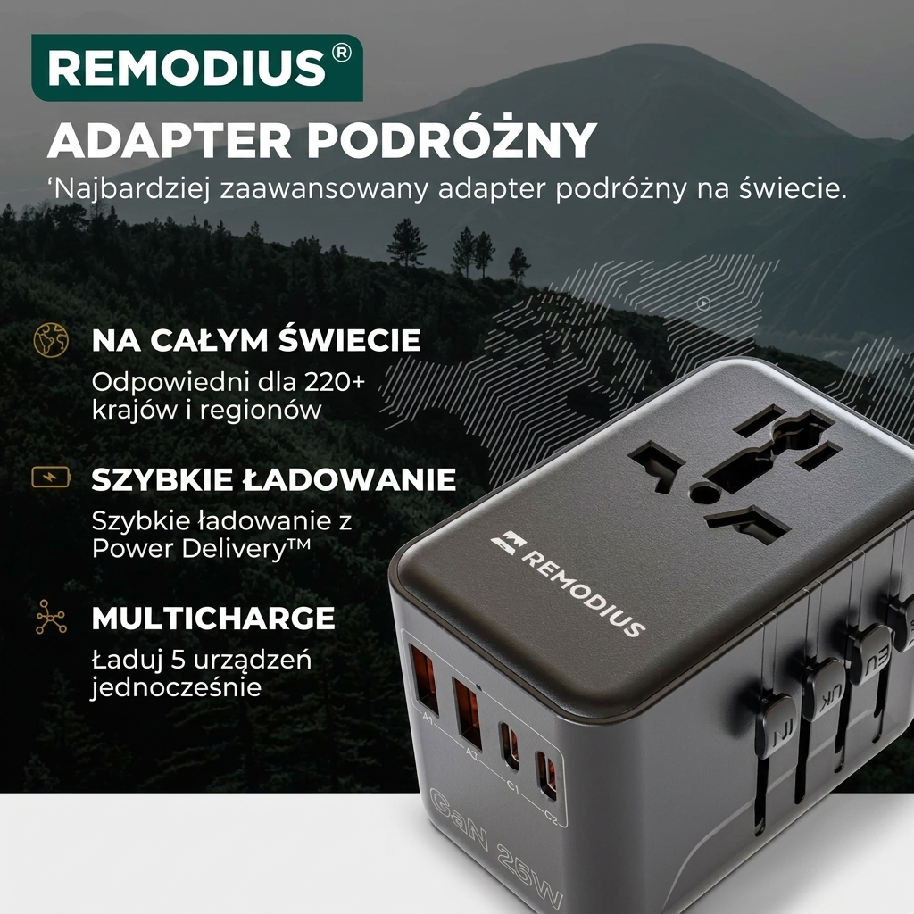 Comnox - Remodius® Wereldstekker - Laad 5 apparaten tegelijk - Universele reisadapter