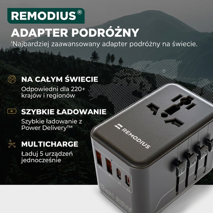 Comnox - Remodius® Wereldstekker - Laad 5 apparaten tegelijk - Universele reisadapter