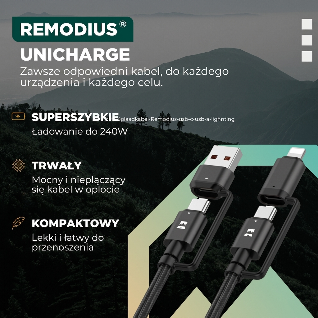 Comnox - UniCharge Oplaadkabel - Alles-in-één oplossing - 4 aansluitingen
