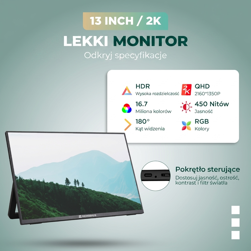 Remodius 13-inch draagbare monitor – 2K IPS