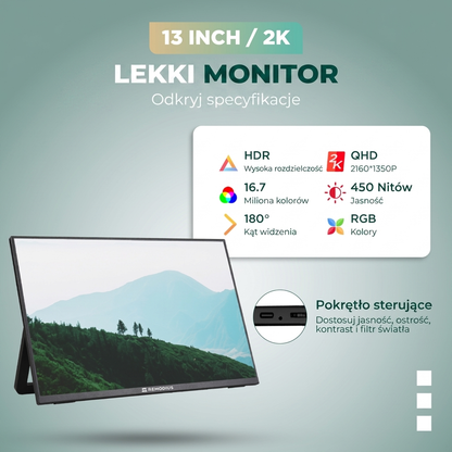 Remodius 13-inch draagbare monitor – 2K IPS