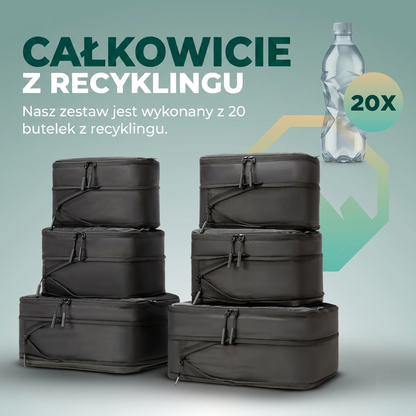 Comnox - Packing Cubes Set van 8 - Georganiseerd reizen met compressie - Zwart Nylon & Mesh