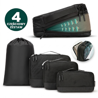 Comnox - Packing Cubes Set van 4 - Slimme reisorganisatie - Zwart met compressie