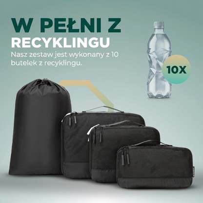 Comnox - Packing Cubes Set van 4 - Slimme reisorganisatie - Zwart met compressie