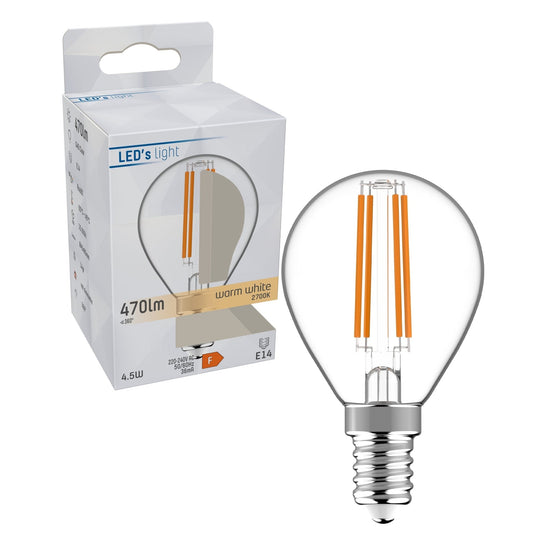 LED Lamp E14 - Helder glas - Warm wit licht - 470 lm