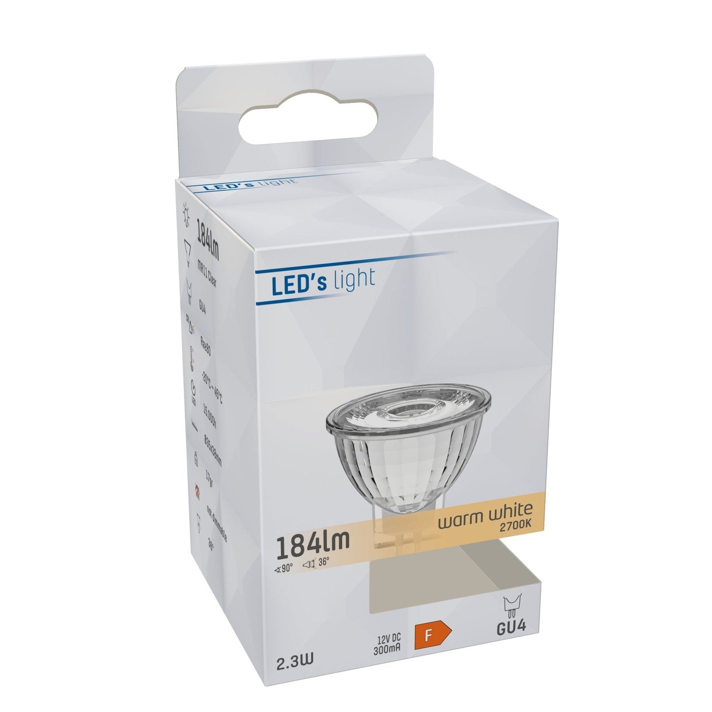 LongLife LED Lamp GU4 - MR11 - Warm wit licht - 2W vervangt 20W