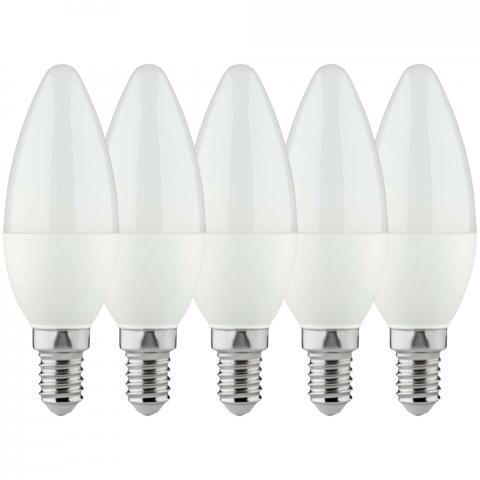 LongLife LED Lamp Kaars E14 - Mat - Warm wit licht - 4W vervangt 40W - Voordeelverpakking - 5 kaarslampen