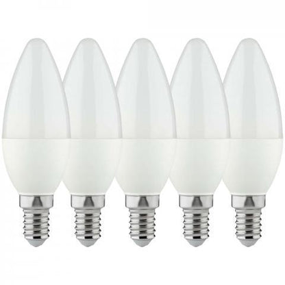 LongLife LED Lamp Kaars E14 - Mat - Warm wit licht - 4W vervangt 40W - Voordeelverpakking - 5 kaarslampen