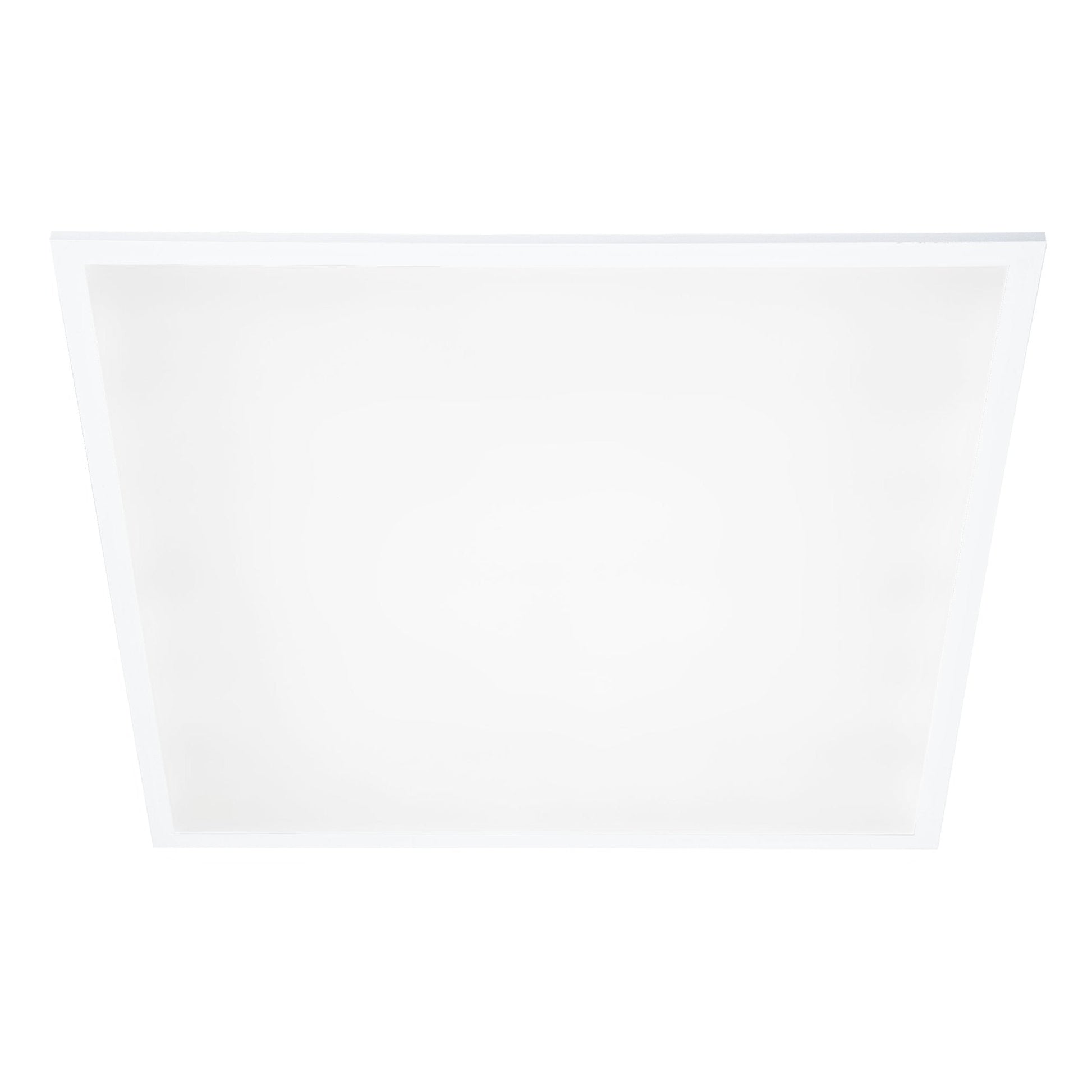 Een witte, rechthoekige plafondlamp met een gladde, diffuserende oppervlakte en een dunne rand. Geschikt voor moderne interieurs en als energiezuinige verlichting in woon- en werkomgevingen.