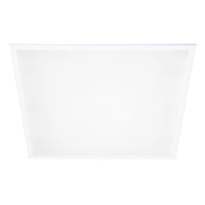 Een witte, rechthoekige plafondlamp met een gladde, diffuserende oppervlakte en een dunne rand. Geschikt voor moderne interieurs en als energiezuinige verlichting in woon- en werkomgevingen.