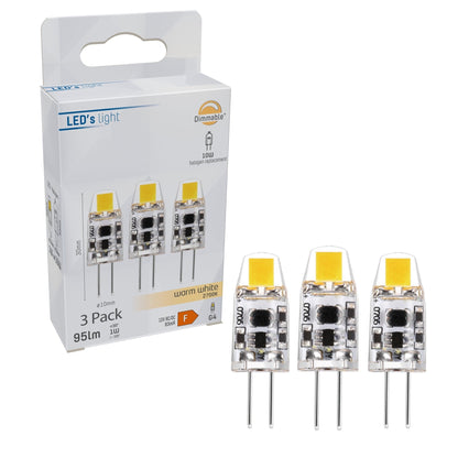 G4 LED Lampen - 12V - 1W vervangt 10W - Warm wit licht - 3PACK