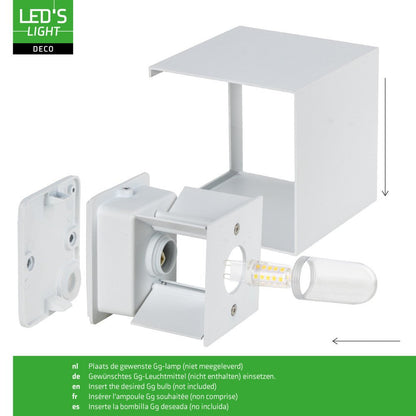 Comnox - Lumo Cube Wit - Professionele wandlamp zonder lichtbron - Duurzame IP65 behuizing - 100×100×100 mm - LED - Wit