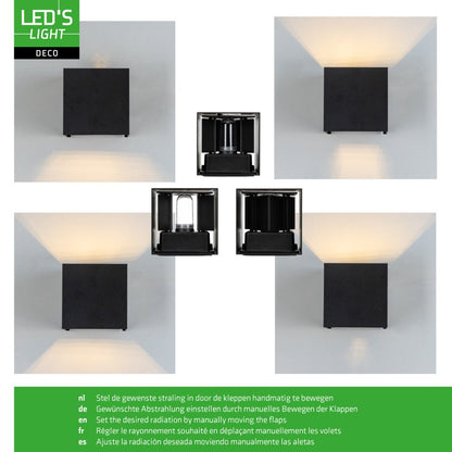 Lumo Cube Zwart - Wandarmatuur zonder lichtbron - Excl 1xG9 - IP65