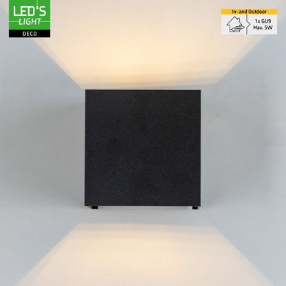 Lumo Cube Zwart - Wandarmatuur zonder lichtbron - Excl 1xG9 - IP65