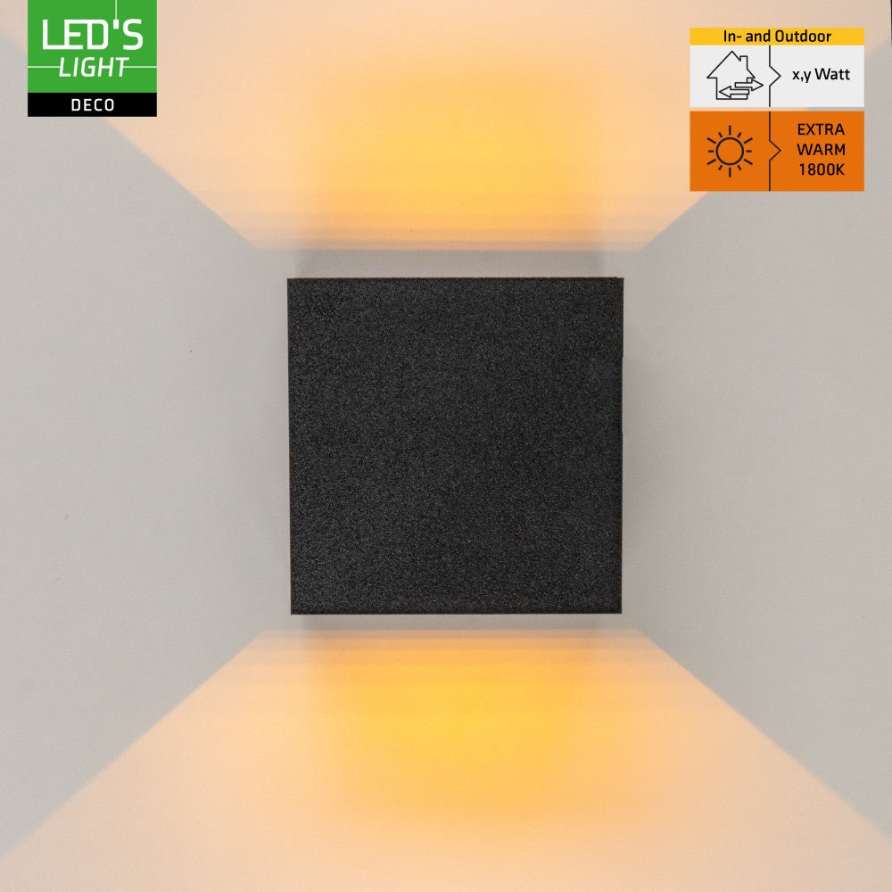 Lumo Qube Wandlamp Buitenlamp met Lichtbron - wandarmatuur - 380lm 1800K - Zwart - IP54