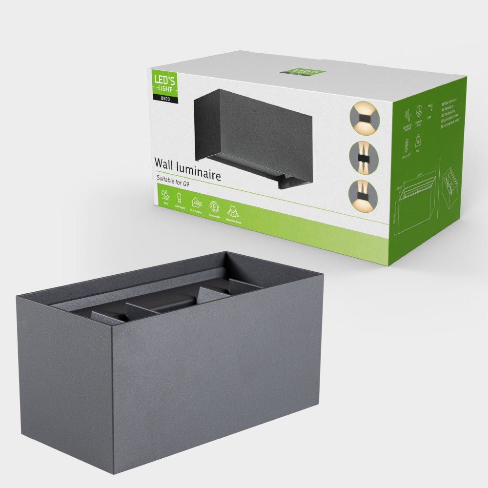 Lumo Recta Antraciet - Wandarmatuur zonder lichtbron - Excl 2xG9 - IP65