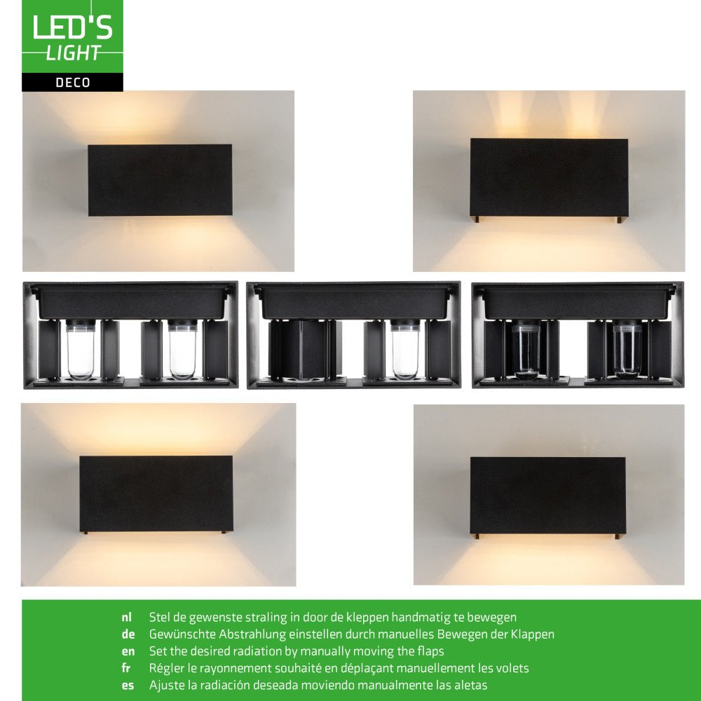 Comnox - Lumo Recta Zwart - Professionele buitenwandlamp - Duurzaam IP65 - Verstelbare kappen - LED G9 - 150 cm