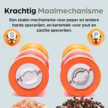 Zout- en pepermolen met stalen en keramiek mechanisme