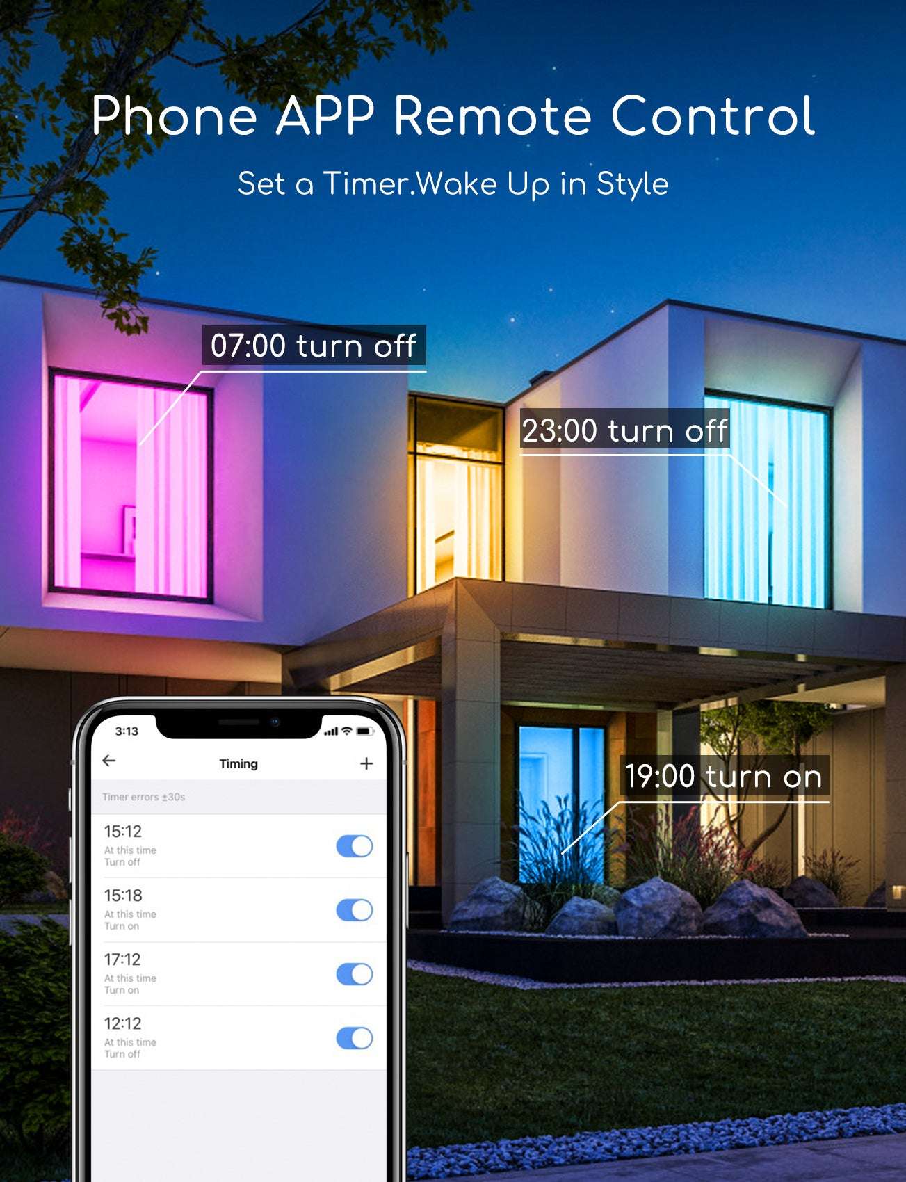 Een RGB+CCT smart lamp met kleurverandering van 3000K tot 6500K, witte glazen kap en zilverkleurige E14 fitting, bedienbaar via smartphone voor sfeerverlichting in woon- en werkomgevingen.