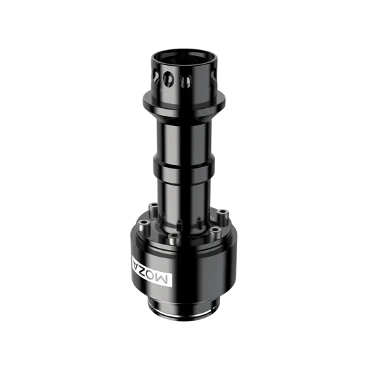 Zwart metalen MOZA-cameraarm voor drone- en stabilisatorenapparatuur, met zichtbare bouten en een glanzend, precisiegevormd ontwerp voor professionele videoproducenten.