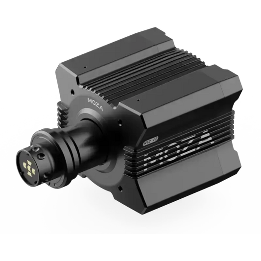 De MOZA R12 V2 stabilisatorenkamer in zwart metaal, met zichtbare ventilatiegaten en het merklogo. Geschikt voor professionele videoproducenten en drone-gebruikers die precisie en stabiliteit nodig hebben.