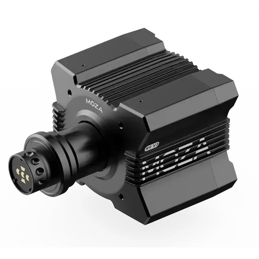 Zwart metalen MOZA R9 V3 stabilisatiesysteem met koelribben en zichtbare aansluiting, speciaal ontworpen voor professionele videoproducenten en drone-gebruikers.
