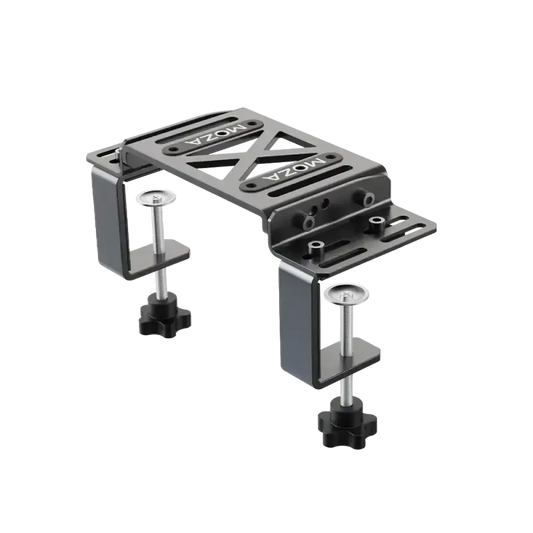 Zwart metalen werkbankhulpmiddel met verstelbare poten en montageplaten voor precisiewerk. Geschikt voor CNC-machine of 3D-printer ondersteuning.